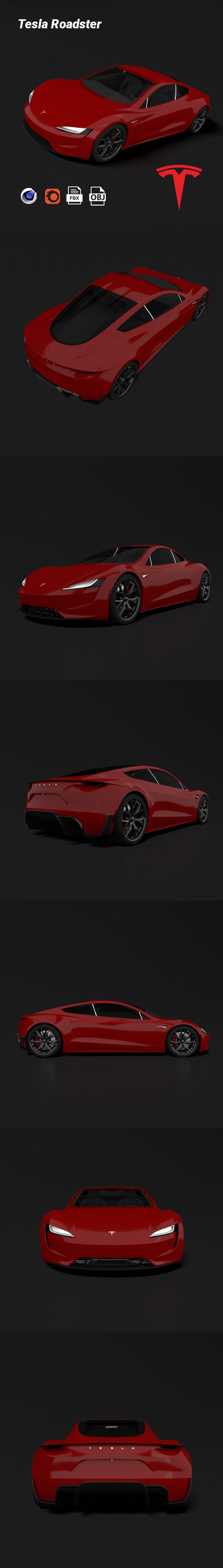 Tesla Roadster - 3DOcean Item for Sale