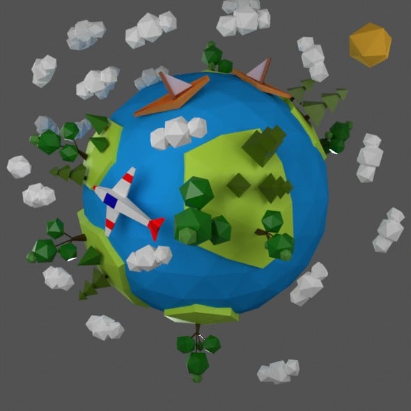 Low-Poly Earth - 3DOcean Item for Sale