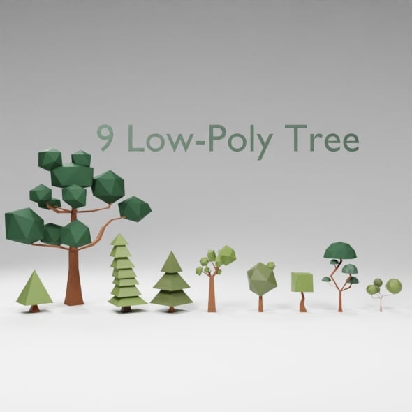 Low Poly Tree (9 Tree) - 3DOcean Item for Sale