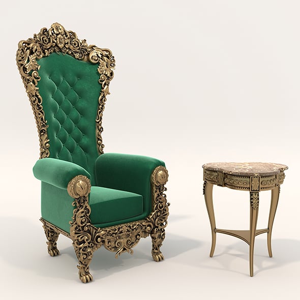 Classic Coffee Table and Armchairs 18 - 3DOcean Item for Sale