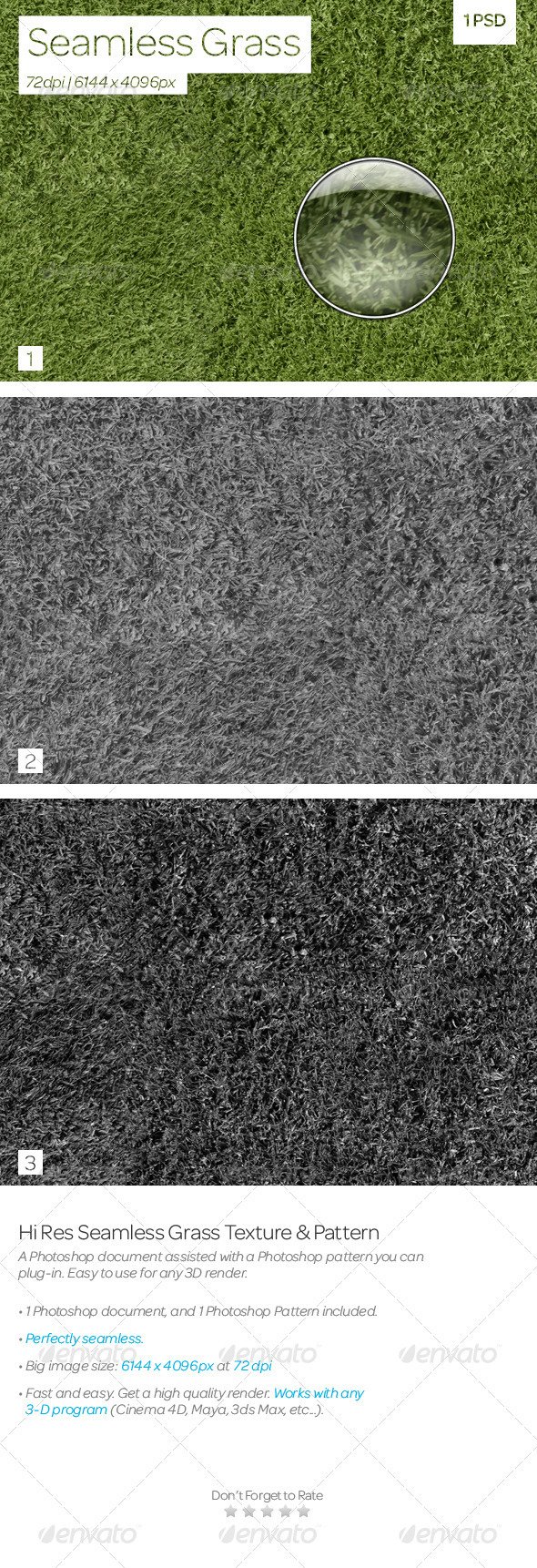 Seamless Grass Texture & Pattern by craiggers2 | 3DOcean