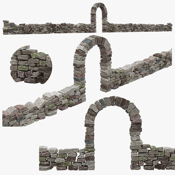 Retaining Wall. Arch. Ruins - 3DOcean Item for Sale