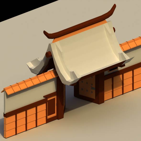 Low Poly Japanese Gate - 3DOcean Item for Sale