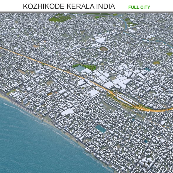 Kozhikode city Kerala India 3d model 35km - 3DOcean Item for Sale