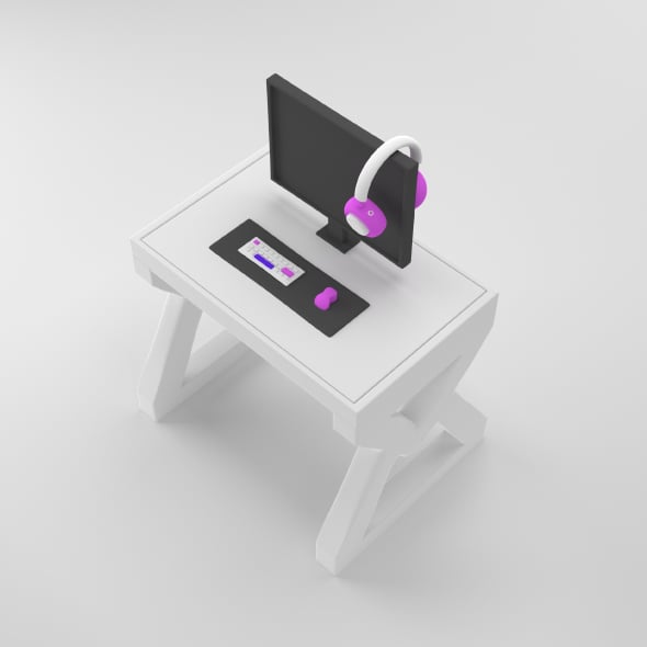 Computer Table Headphones 3D model - 3DOcean Item for Sale