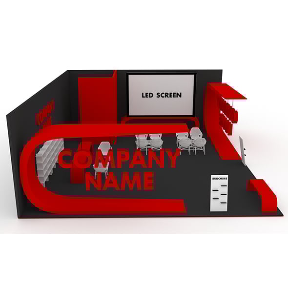 Red and Black Booth Exhibition Stand Stall - 3DOcean Item for Sale