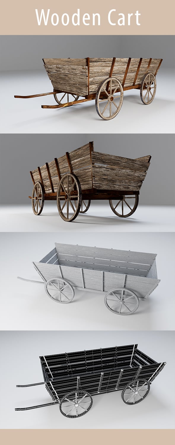 Wooden Cart 3d Model - 3DOcean Item for Sale