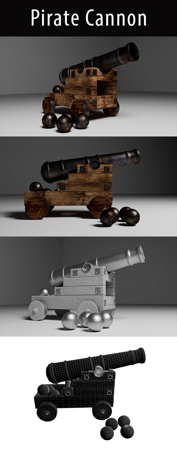 Pirate Cannon 3d Model - 3DOcean Item for Sale