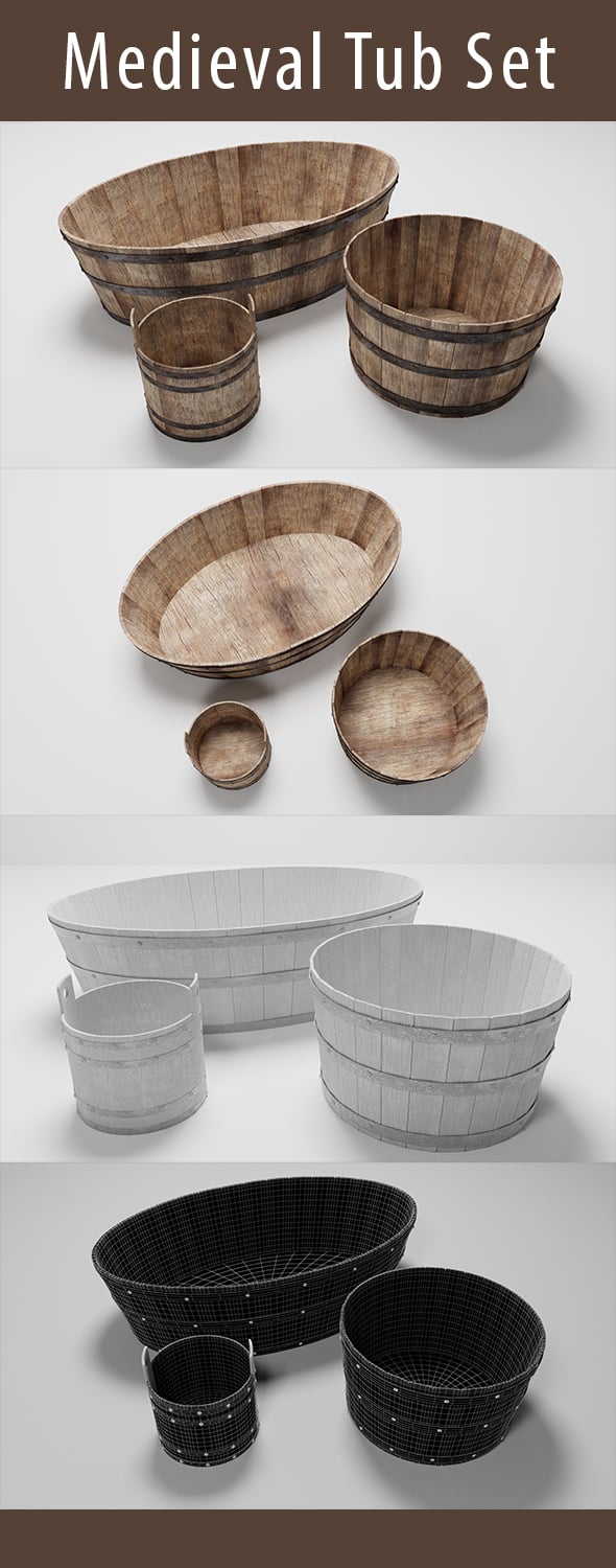 Medieval Tub Set - 3DOcean Item for Sale
