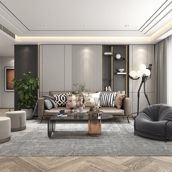 Modern Living Room Scene 7 - 3DOcean Item for Sale