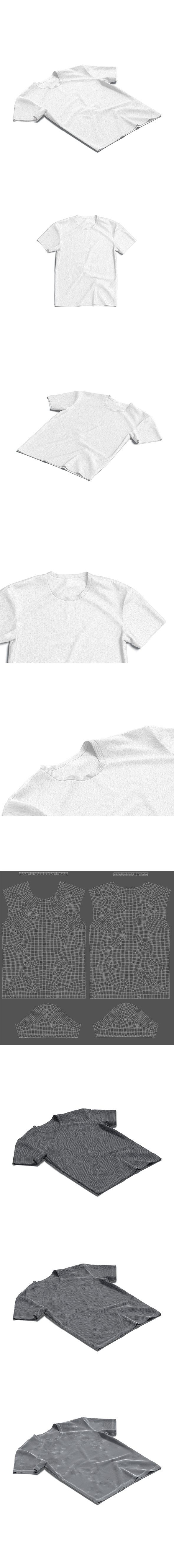 Flat Lay T-shirt - crumpled crew neck lying tshirt - 3DOcean Item for Sale