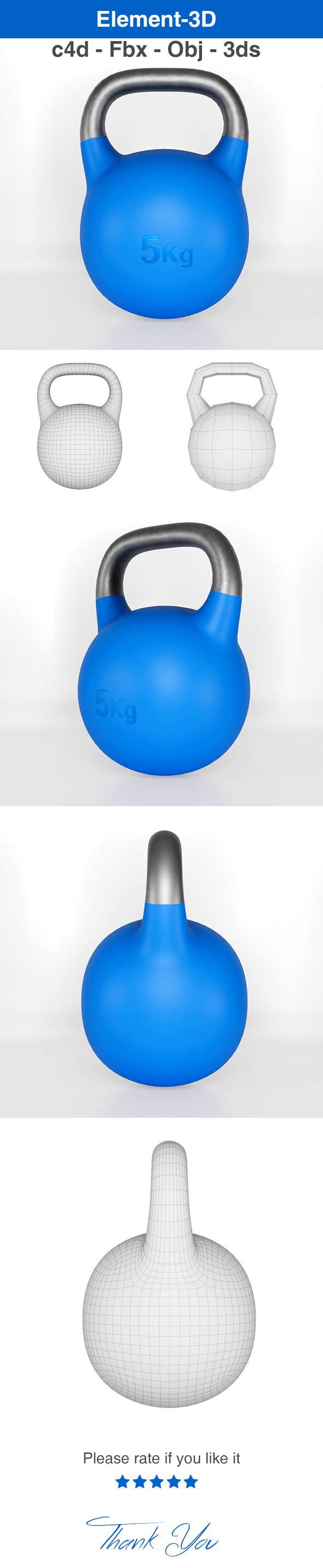 Kettleball 5Kg 3D Model - 3DOcean Item for Sale