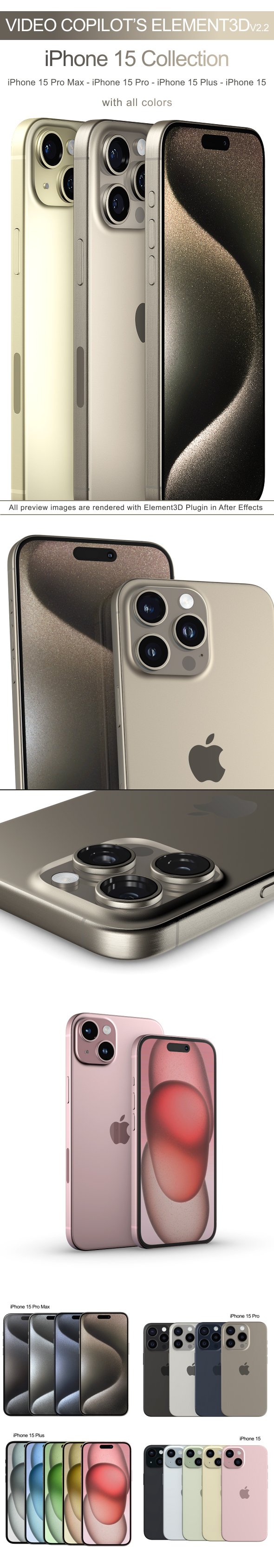 Element3D - iPhone 15 Pro Max Collection - 3DOcean Item for Sale