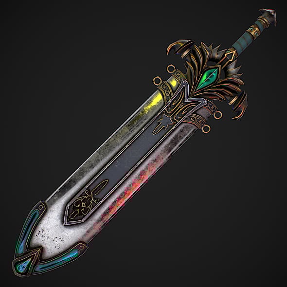 Fantasy Sword 25 With Scabbard 3D Model - 3DOcean Item for Sale