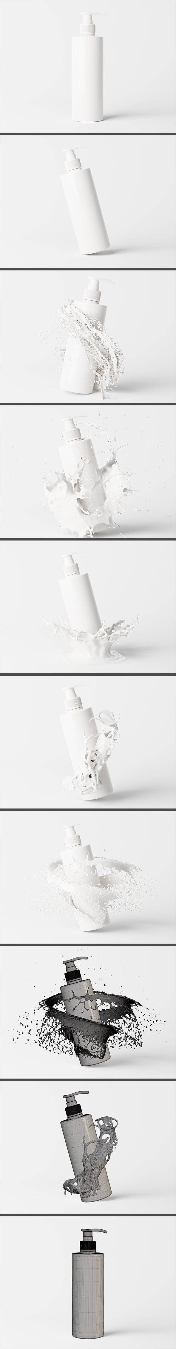 Cosmetic Pump Bottle with Liquid Splash - 3DOcean Item for Sale