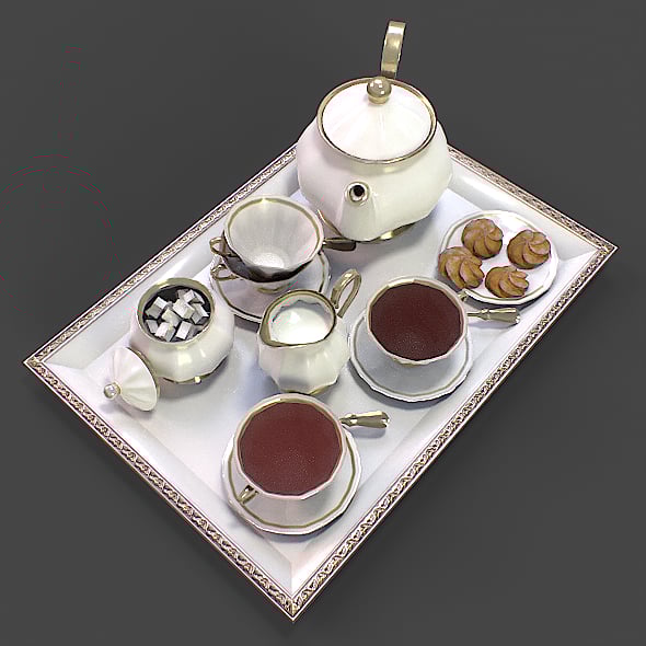 Tea Set 3D Model - 3DOcean Item for Sale