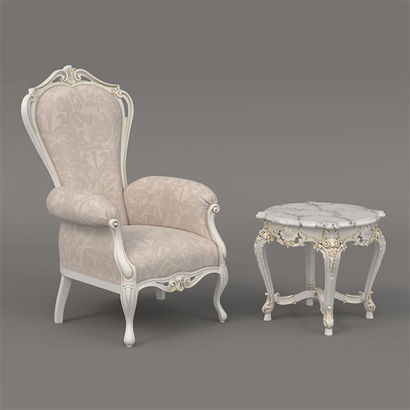 Classic Coffee Table and Armchairs 19 - 3DOcean Item for Sale