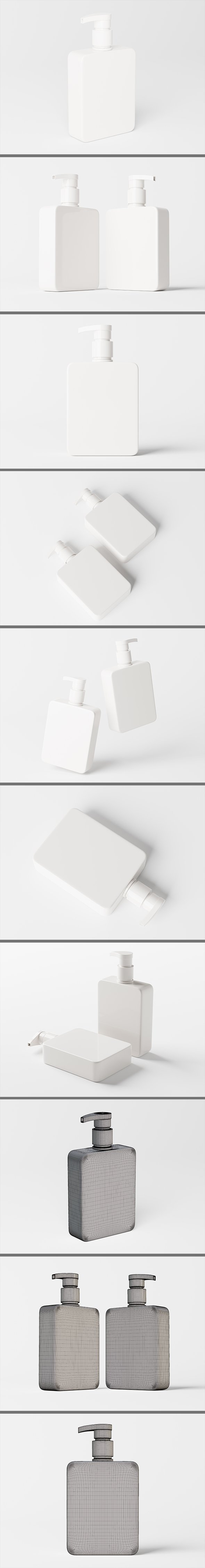 Square pump bottle 3D model - 3DOcean Item for Sale