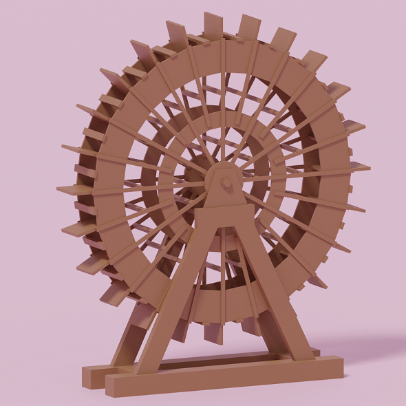Cartoon Wooden Water Wheel 3D model - 3DOcean Item for Sale
