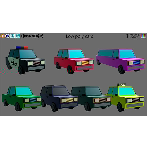 low poly cars - 3DOcean Item for Sale