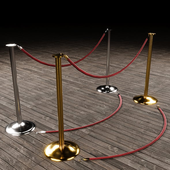 Silver and Gold Stanchion Low-poly - 3DOcean Item for Sale