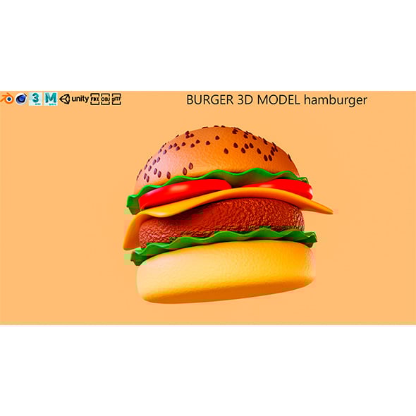 BURGER 3D MODEL hamburger - 3DOcean Item for Sale