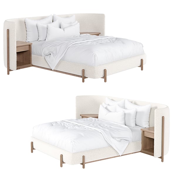 Sullivan Walnut Bed - 3DOcean Item for Sale