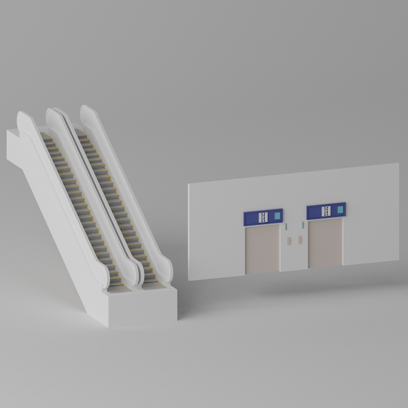 Cartoon LowPoly Escalator and Elevator 3D model - 3DOcean Item for Sale