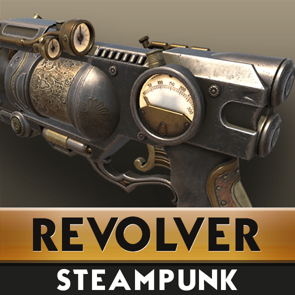 Steampunk Revolver - 3DOcean Item for Sale