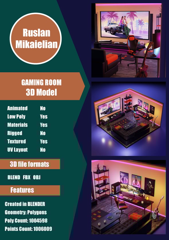 Gaming Room - 3DOcean Item for Sale