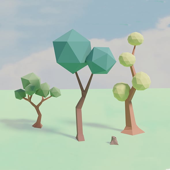 Low Poly Trees 01 - 3DOcean Item for Sale