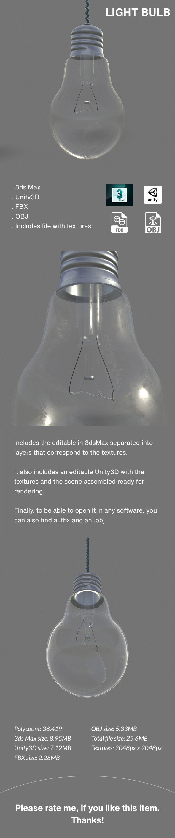 Light bulb - 3DOcean Item for Sale