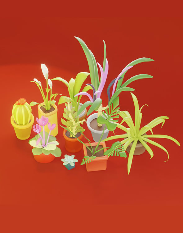 Low Poly Houseplants Pack - 3DOcean Item for Sale