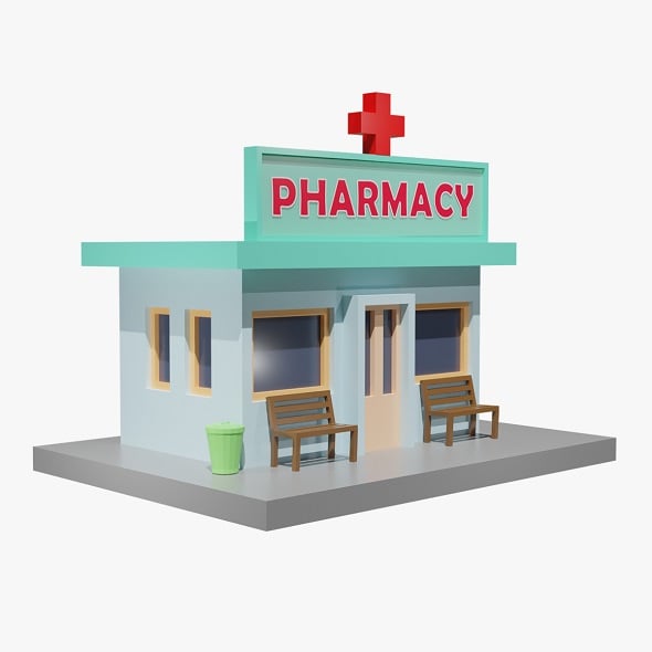 Low Poly Pharmacy - 0068 - 3DOcean Item for Sale