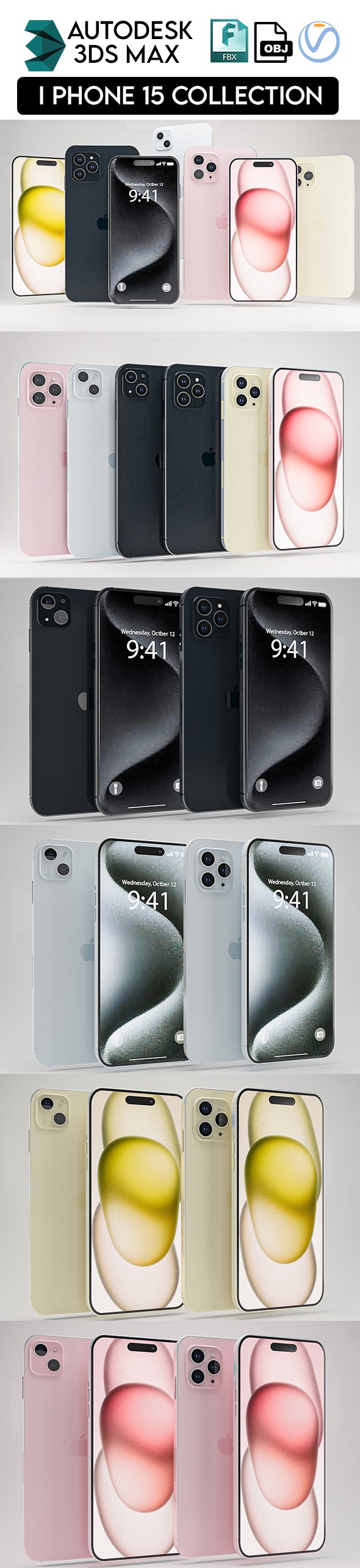 Apple iPhone 15 Collection - 3DOcean Item for Sale