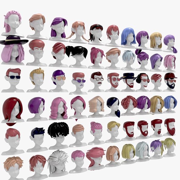 60 Hairstyles - 3DOcean Item for Sale