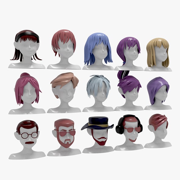 15 Hairstyles - 3DOcean Item for Sale