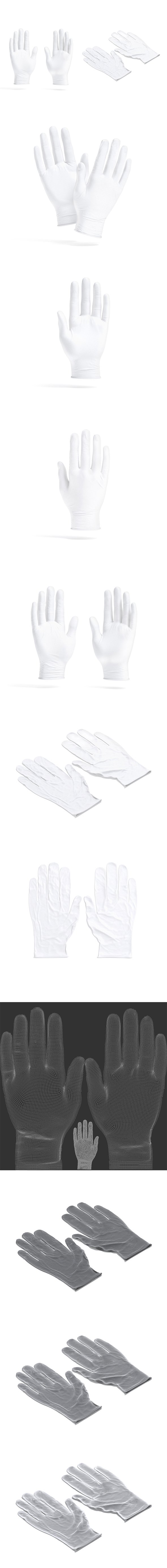 White Rubber Gloves 2 Types - disposable medicine latex protective glove - 3DOcean Item for Sale