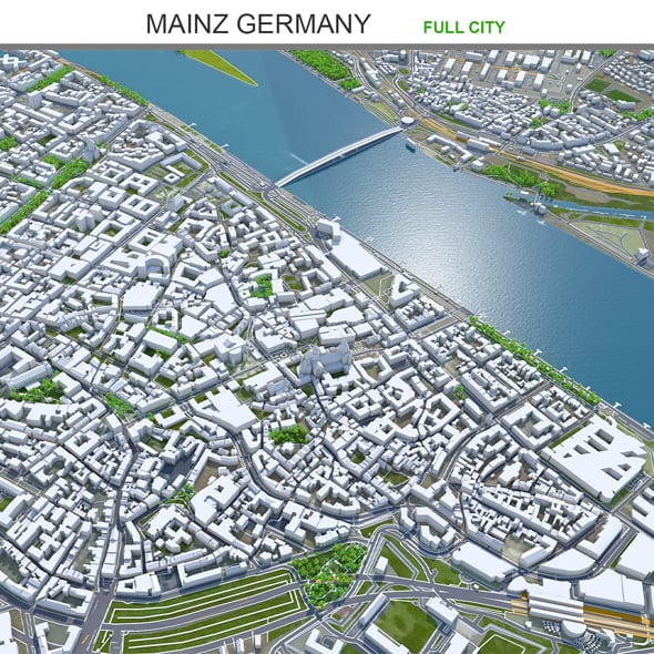 Mainz city Germany 3d model 40km - 3DOcean Item for Sale