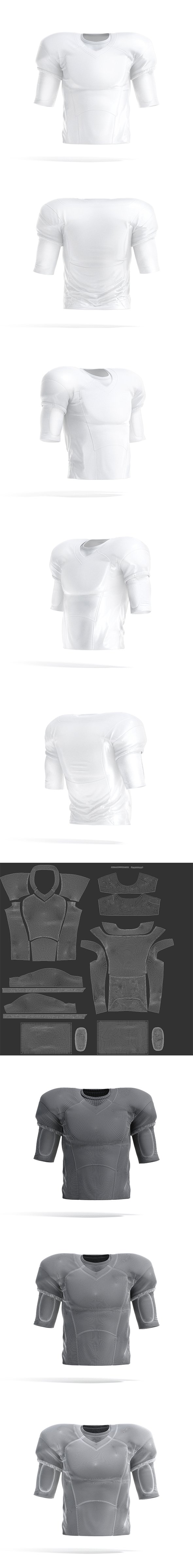 White American Football Jersey - protect quarterback player uniform - 3DOcean Item for Sale