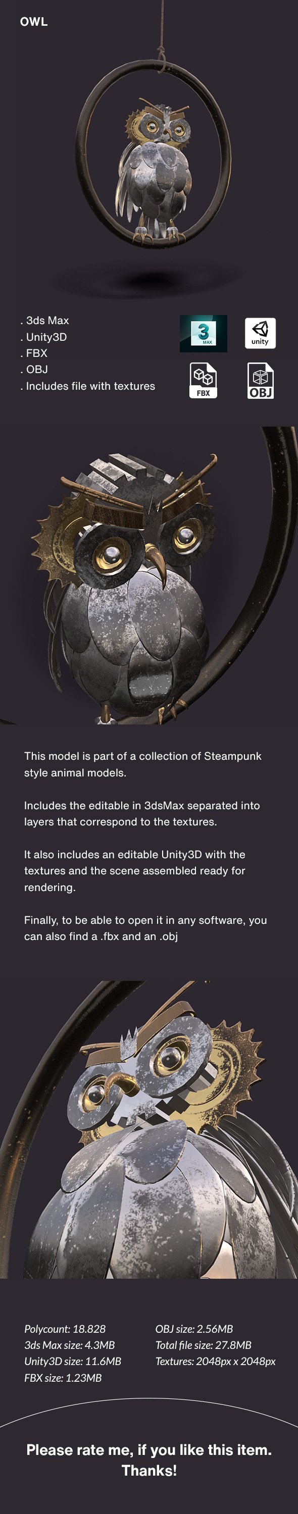 Owl - 3DOcean Item for Sale