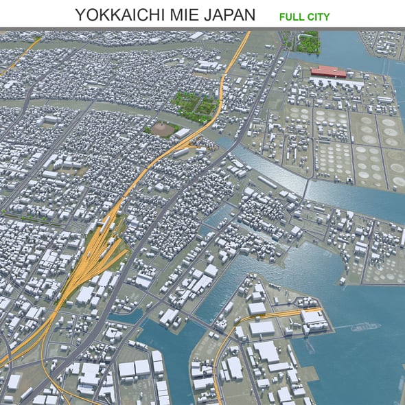 Yokkaichi Mie city Japan 3d model 35km - 3DOcean Item for Sale