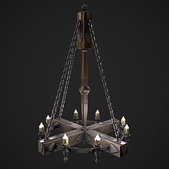 Forged chandelier 1 3D model - 3DOcean Item for Sale