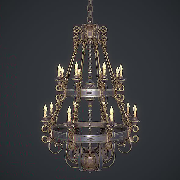 Forged chandelier 3D model - 3DOcean Item for Sale