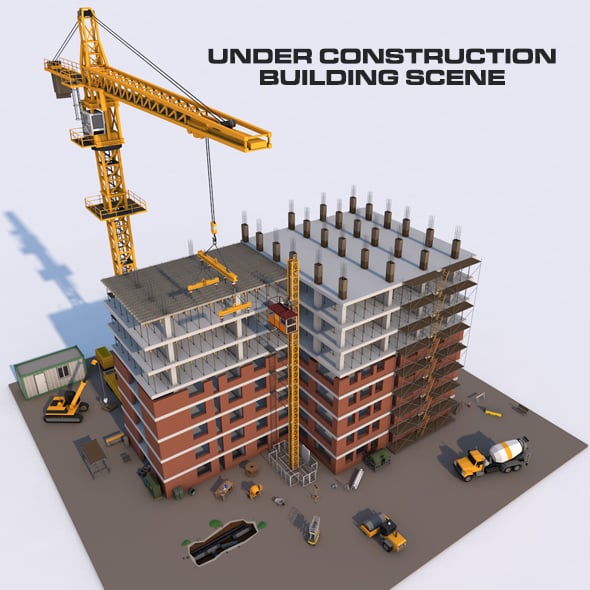 Under Construction Building Scene - 3DOcean Item for Sale