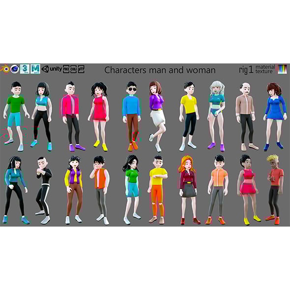 Characters man and woman - 3DOcean Item for Sale