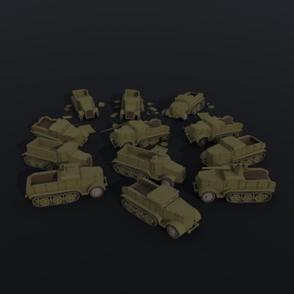 Cartoon Dieselpunk armored cars 2 Polygonal Style - 3DOcean Item for Sale