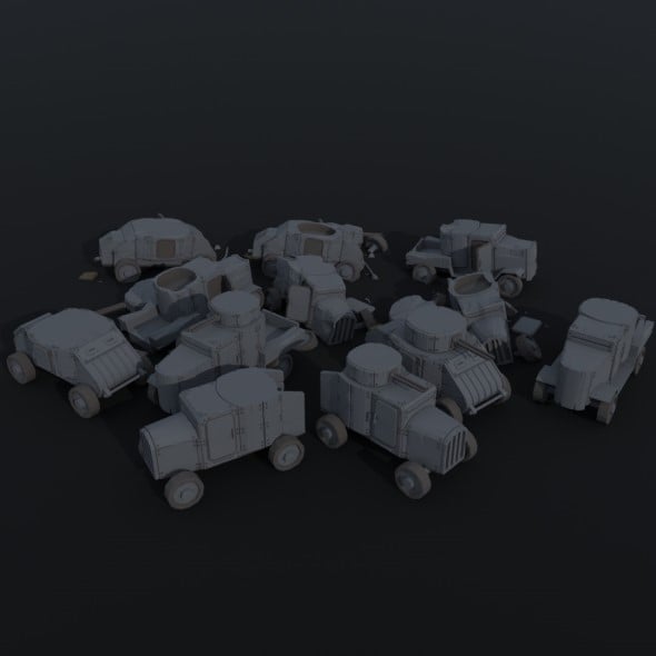 Cartoon Dieselpunk armored cars 3 Polygonal Style - 3DOcean Item for Sale