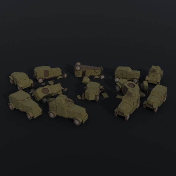 Cartoon Dieselpunk armored cars Polygonal Style - 3DOcean Item for Sale