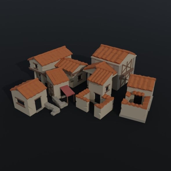 Cartoon ancient rome buildings kit - 3DOcean Item for Sale